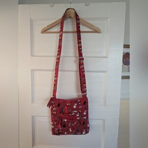 Vera Bradley Red Crossbody Bag with Cat Pattern